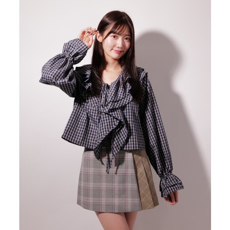 NAVY | ラッフルカラー チェックBL / LL25BL03 | lattelatte