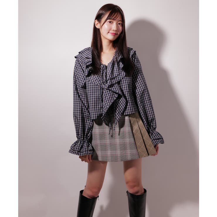 ラッフルカラー チェックBL / LL25BL03 | lattelatte | 詳細画像7 