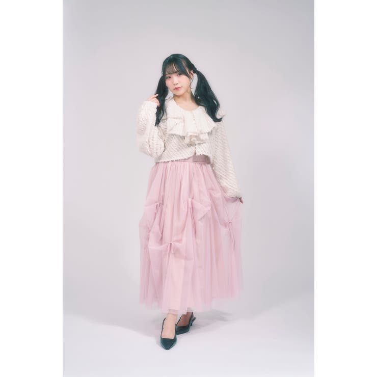 【美品】dosa_ ラッフルスカート　カラーtint 3 ラッフルカラー クロップドBL[品番：CLNW0000009]｜lattelatte
