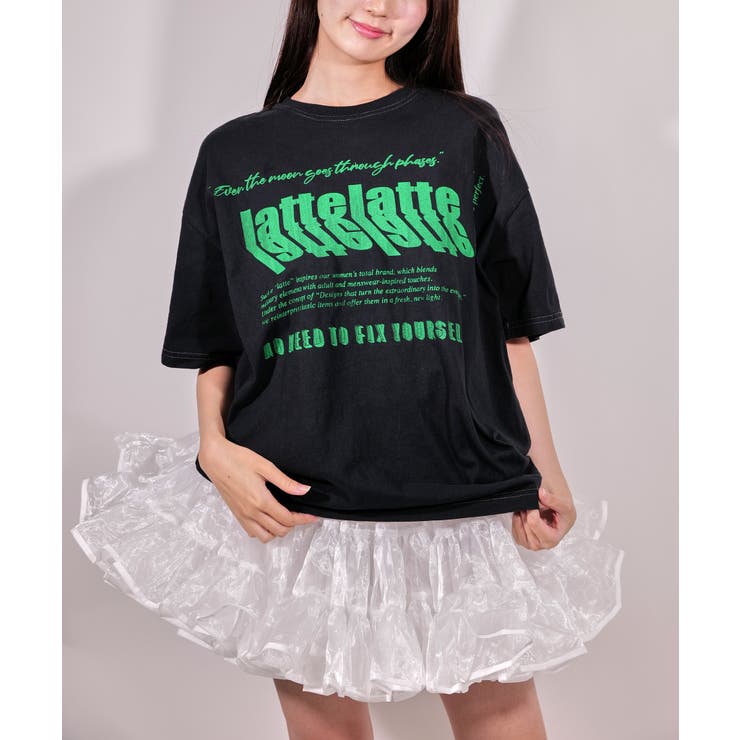 BLACK | latteto ピグメントダイ グラフィックT | lattelatte