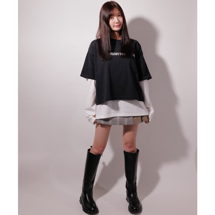 LTピグメントダイ リバースグラフィックレイヤードT sh | lattelatte | 詳細画像4 