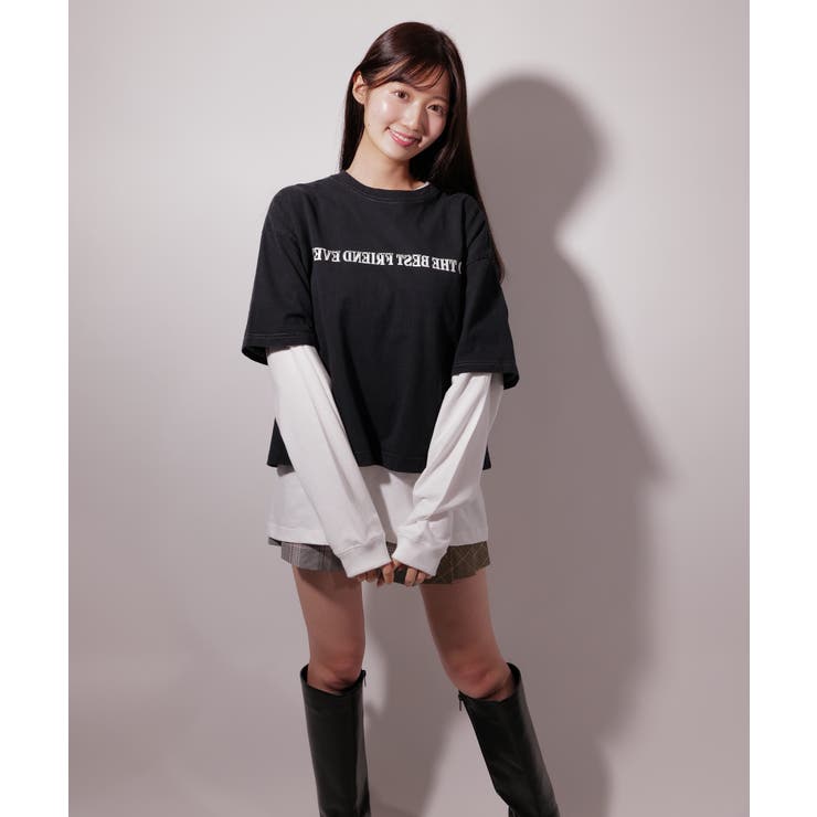 LTピグメントダイ リバースグラフィックレイヤードT sh | lattelatte | 詳細画像2 