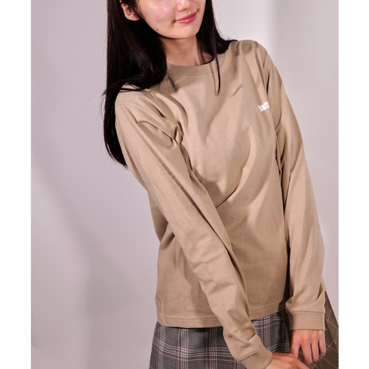S BEIGE | latteto 胸ロゴ ロングスリーブT-sh  | lattelatte