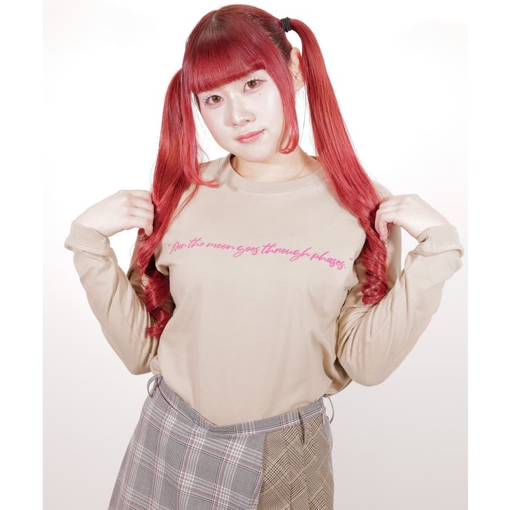  S BEIGE | latteto メッセージ ロングスリーブT-sh / LT25LSTSH03 | lattelatte