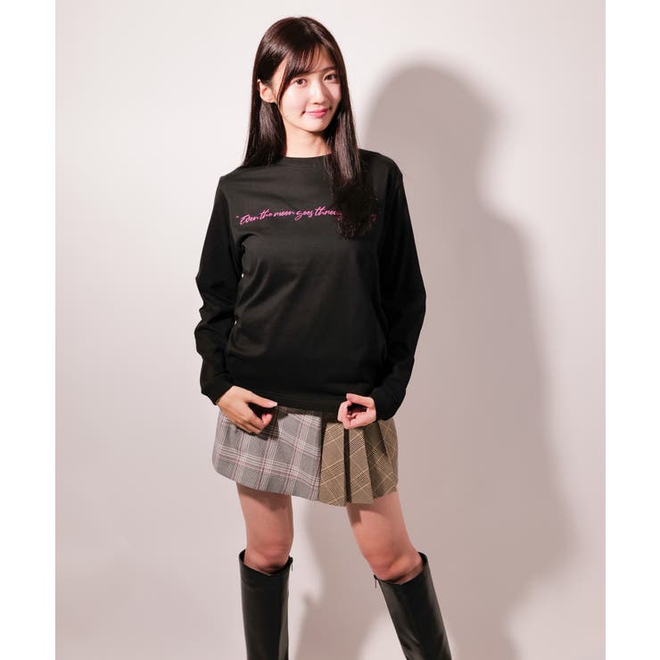 BLACK | latteto メッセージ ロングスリーブT-sh / LT25LSTSH03 | lattelatte