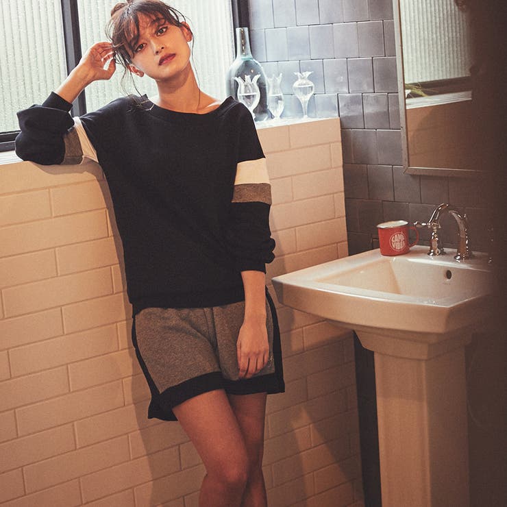 配色デザインスウェットトップス＆ショートパンツセット | LAYLA | 詳細画像6 