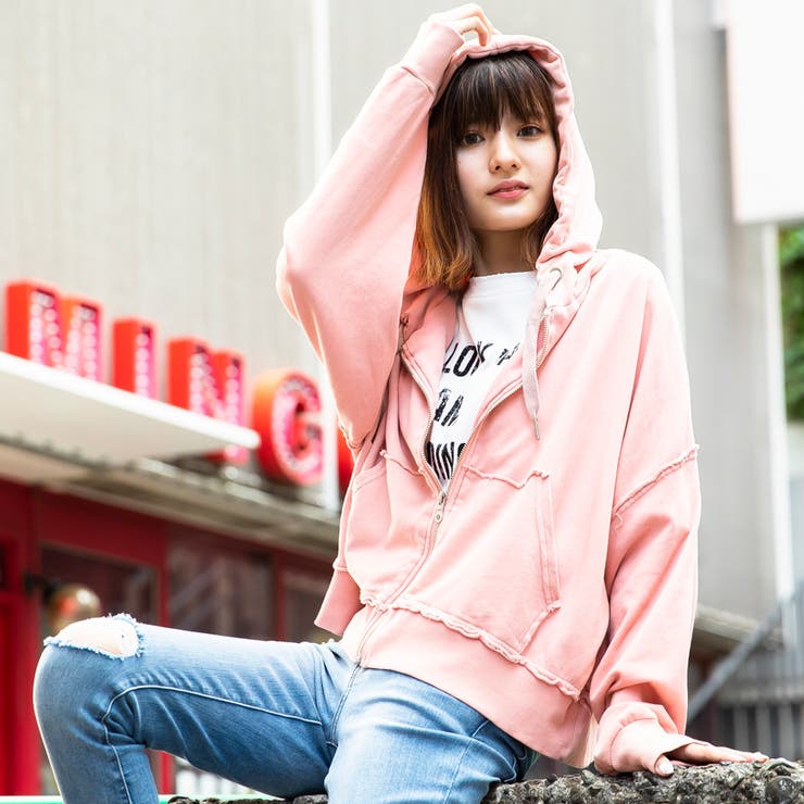 ピンク | Back Starプリントシュートパーカー | LAYLA
