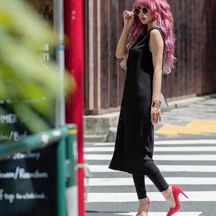 ブラック | リブ3WAYワンピース＆レギンスセット | LAYLA