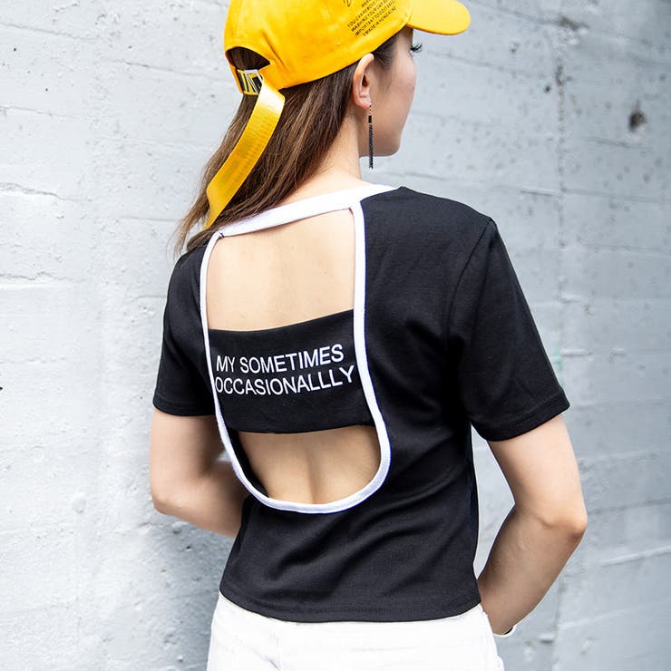 背中空きTEE celin♡ 背中開き女っぽチビTシャツ[品番：LYLW0000133]｜LAYLA（ライラ）の