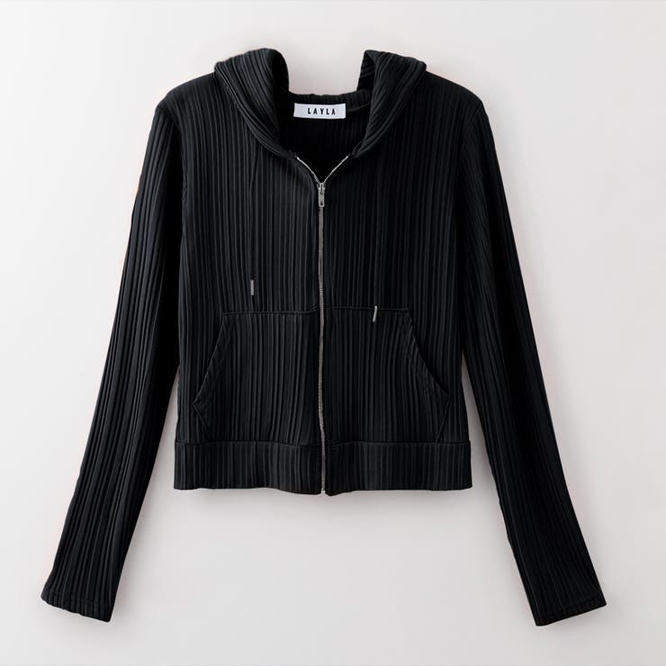 ブラック | 【韓国発】変形プリーツリラクシングパーカー レディースファッション通販 トップス | LAYLA