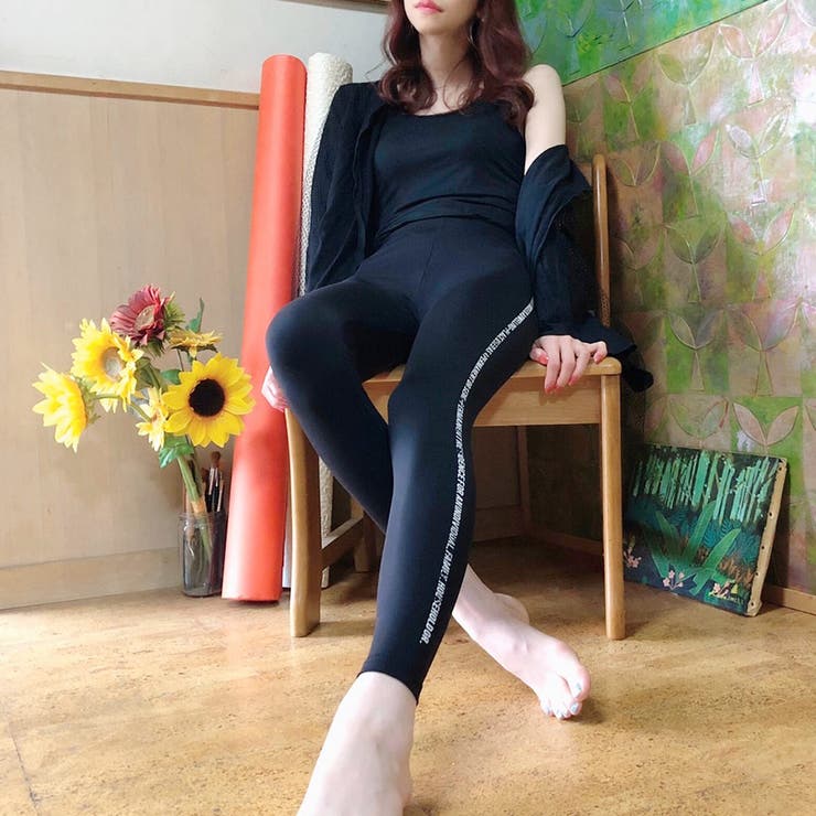 ブラック | 【韓国発】サイドロゴレギンス レディースファッション 通販レディース | LAYLA