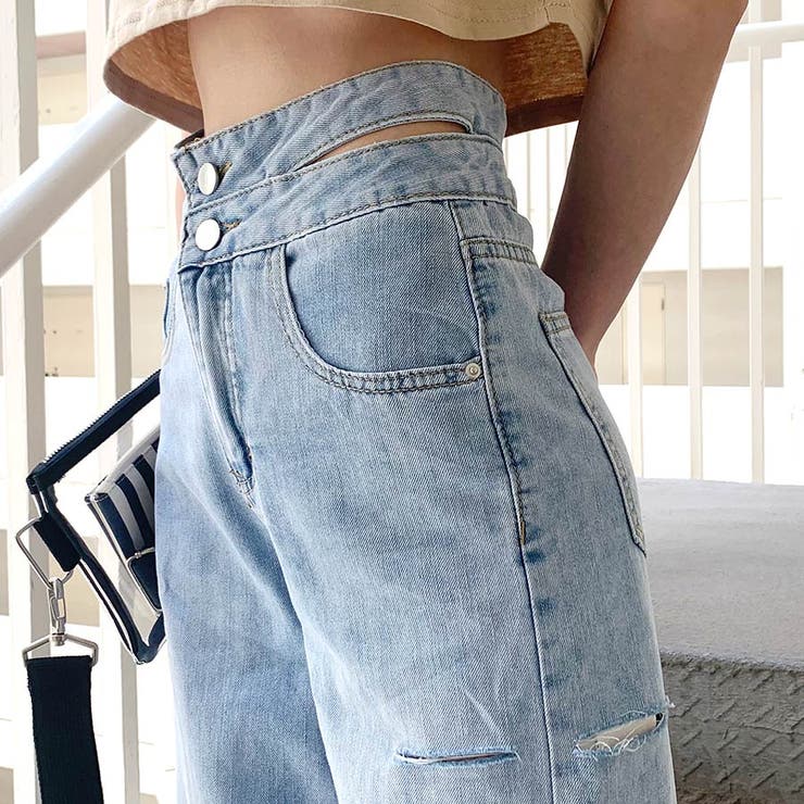 ウエストサイド開きワイドデニムパンツ レディースファッション通販 ハイウエスト | LAYLA | 詳細画像8 