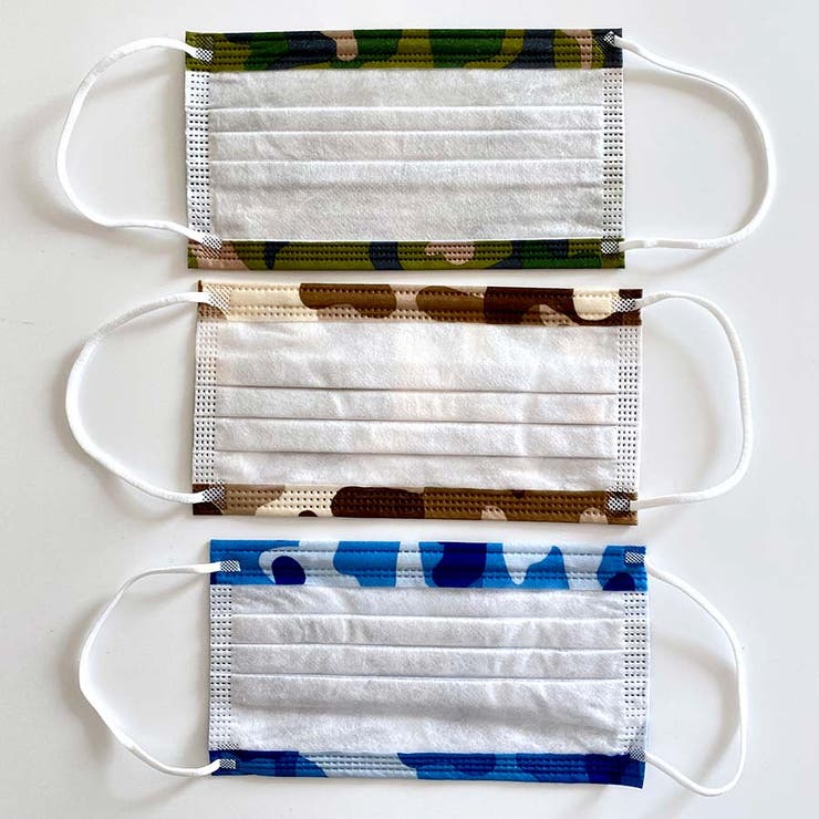 迷彩柄不織布3層ファッションマスク(各色×3枚計9枚入) デザインマスク カモフ… | LAYLA | 詳細画像10 