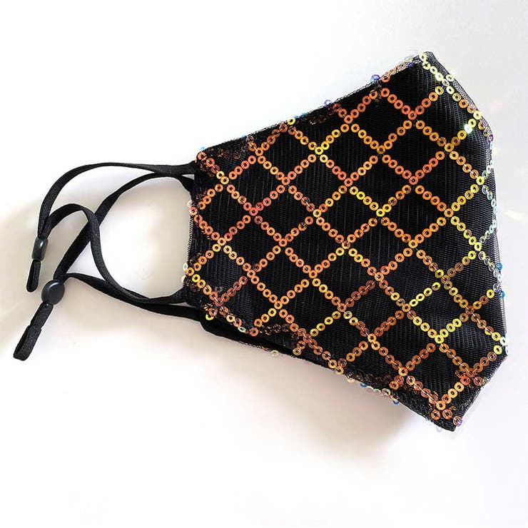 ブラック系 | スパンコール付グリッターマスク 成人用 キラキラ | LAYLA