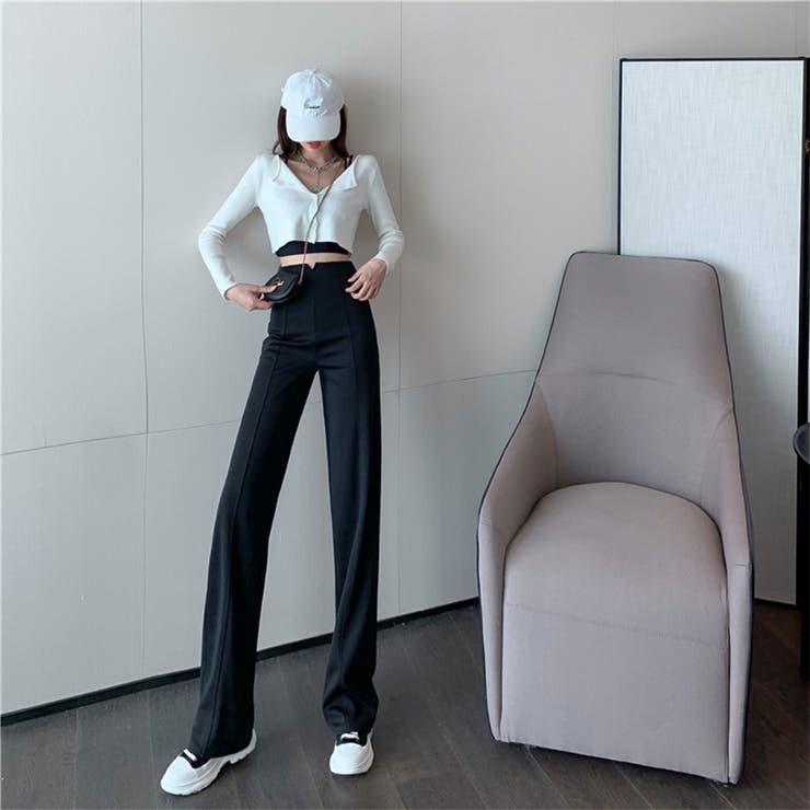ハイウエストスタイルアップルーズパンツ ファッション通販 女性