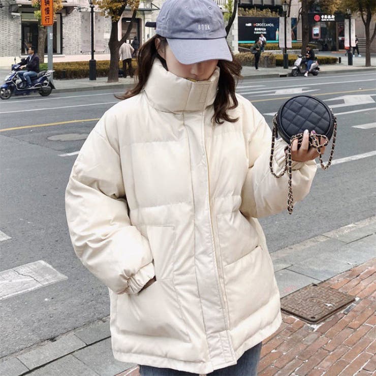 スタンドカラー配色中綿ジャケット ファッション通販 女性[品番