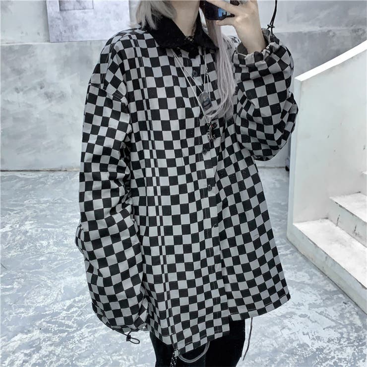 市松柄ルーズチェックシャツジャケット 女性 レディース[品番