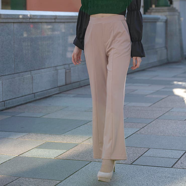 ピンク | 裾スリット美脚フレアーパンツ ファッション通販 女性 | LAYLA