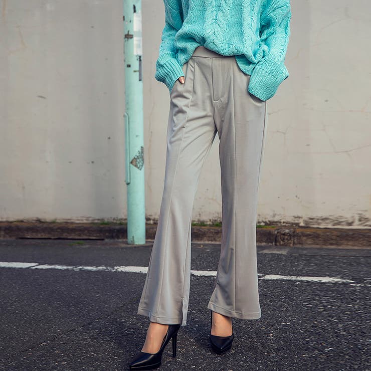 ライトグレー | 裾スリット美脚フレアーパンツ ファッション通販 女性 | LAYLA