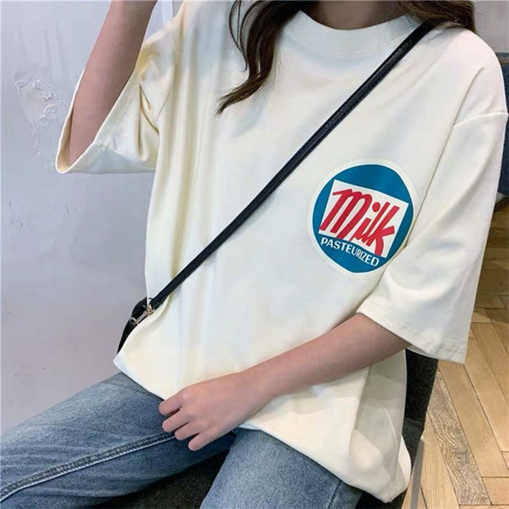 韓国デザインmikロゴビッグTシャツ 女性 レディース[品番：LYLW0000692