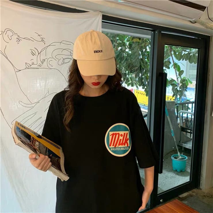 韓国デザインmikロゴビッグTシャツ 女性 レディース[品番：LYLW0000692