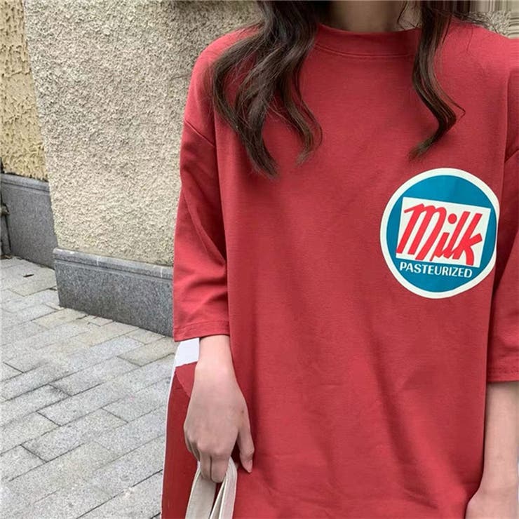 韓国デザインmikロゴビッグTシャツ 女性 レディース[品番：LYLW0000692
