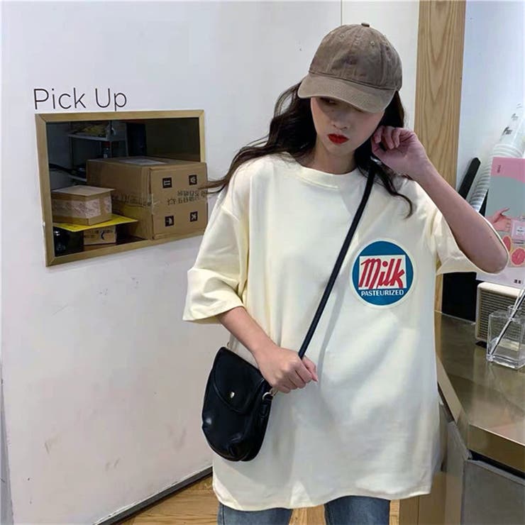 韓国デザインmikロゴビッグTシャツ 女性 レディース[品番：LYLW0000692