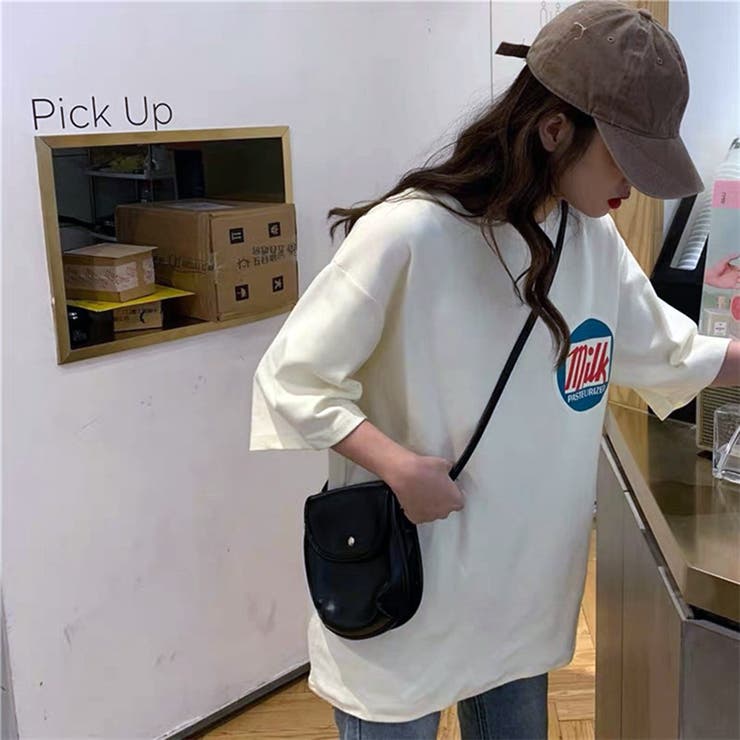 韓国デザインmikロゴビッグTシャツ 女性 レディース[品番：LYLW0000692