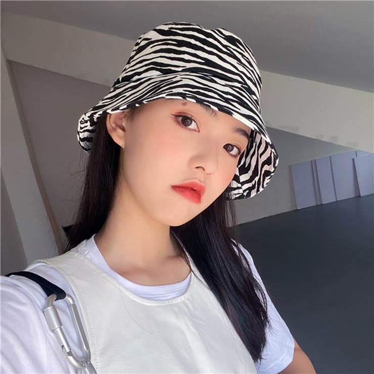 ゼブラ柄韓国デザインバケットハット 女性 レディース[品番