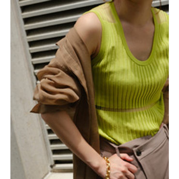 Sheer Blocking Tank Top | LE CIEL BLEU outlet | 詳細画像2 