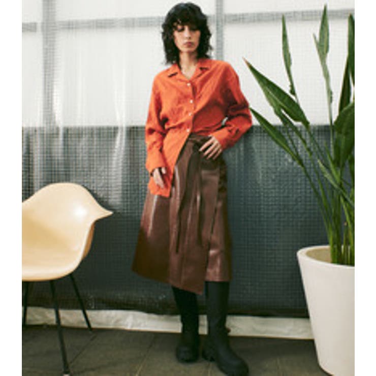 Crinkle Open Collar Shirt | LE CIEL BLEU outlet | 詳細画像1 
