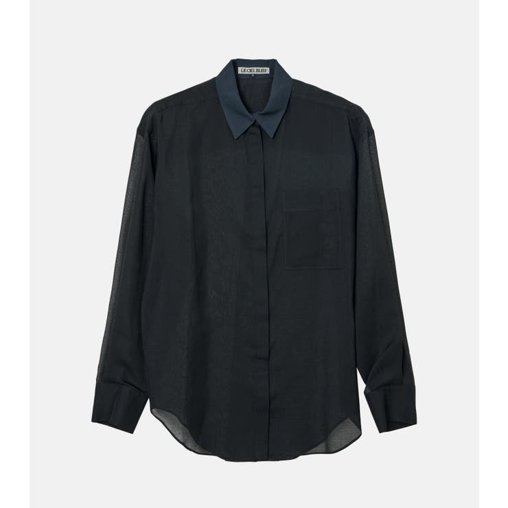 Sheer Shirt w/Contrast Collar | LE CIEL BLEU outlet | 詳細画像1 