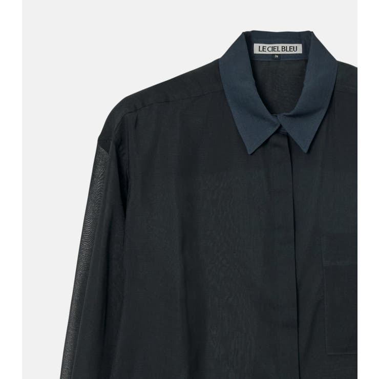 Sheer Shirt w/Contrast Collar | LE CIEL BLEU outlet | 詳細画像2 