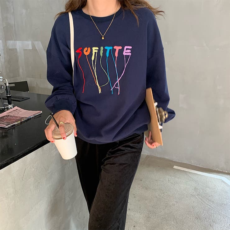 ネイビー | 大人可愛い デザインパーカー ゆったり | cici bella