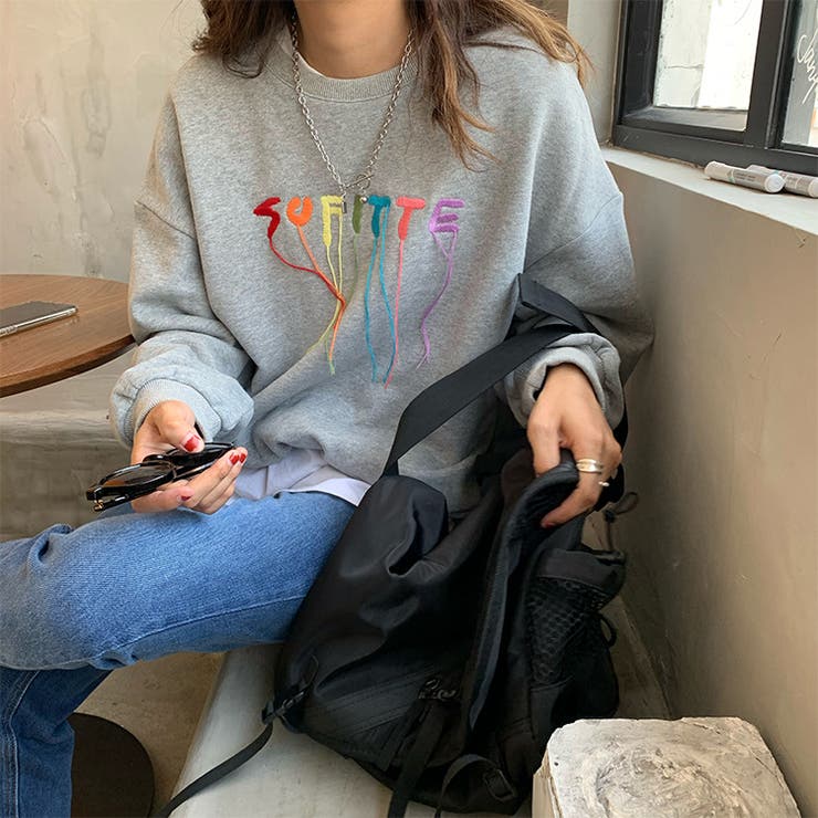 グレー | 大人可愛い デザインパーカー ゆったり | cici bella