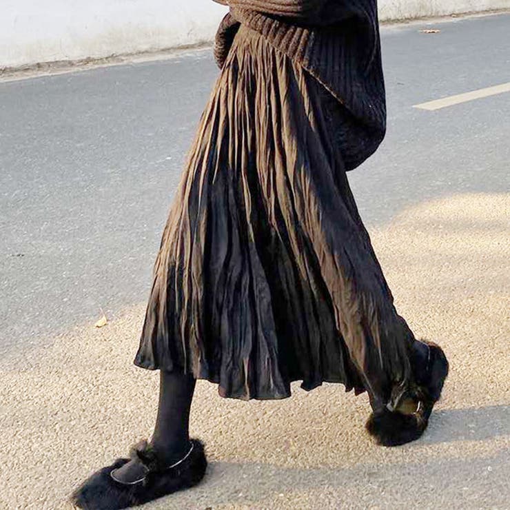 新品] 韓国製 DIAGONAL シワ加工マキシスカート