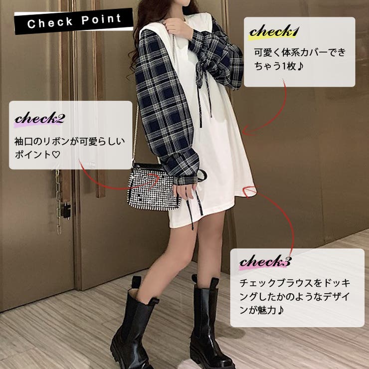 韓国 ファッション ドッキングワンピース | La Bella | 詳細画像4 
