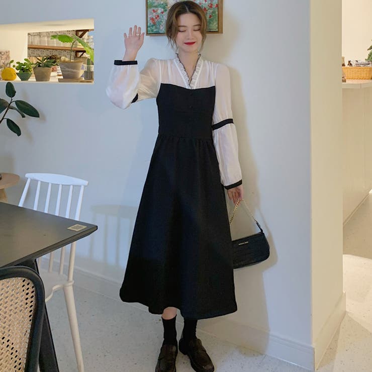 レディース 韓国 ワンピース ベルベット地模様 スカート c384 韓国 ファッション ワンピース[品番：RTSW0001640]｜cici bella