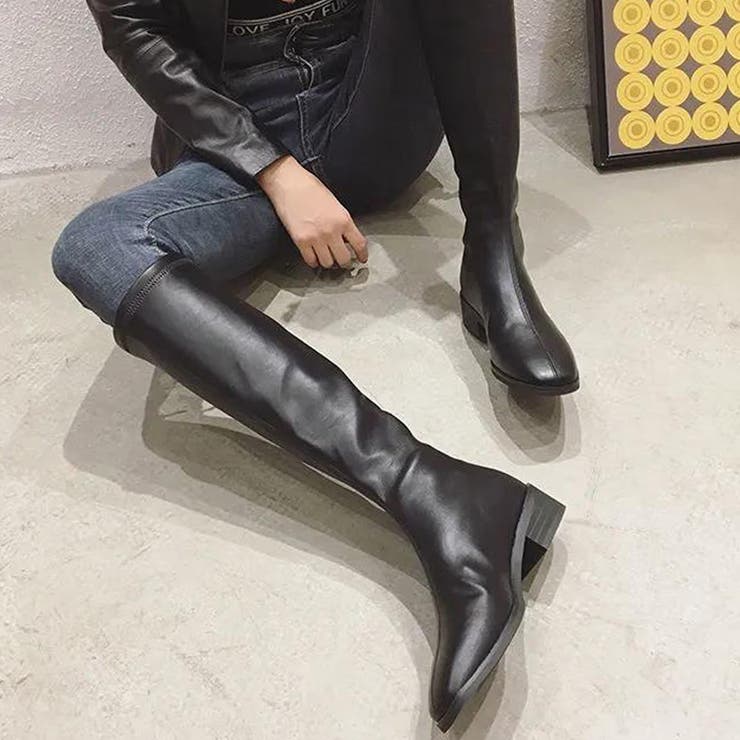 Stuart Weitzman ニーハイブーツ 黒 22.5cm 6cmヒール 歩きやすい雨の