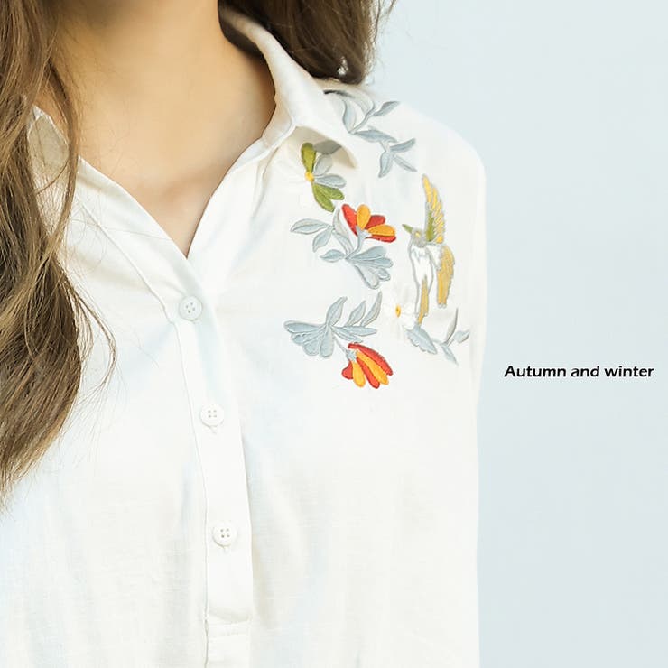 刺繍ブラウス シャツ オフィス OL[品番：RTSW0000303]｜cici bella 