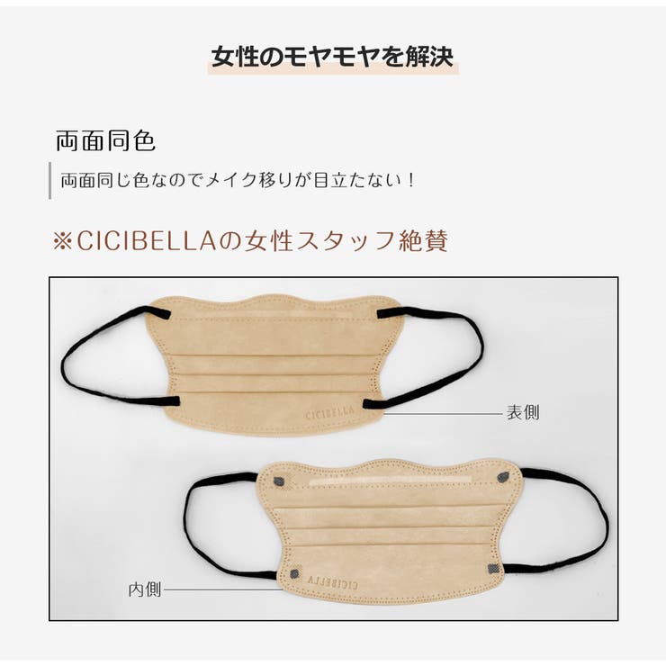 CICIBELLA 4D小顔マスク　バイカラーマスク　グレージュ60枚