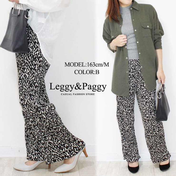 プリントプリーツワイドパンツ アニマル柄 ドット柄 | Leggy&Paggy | 詳細画像3 
