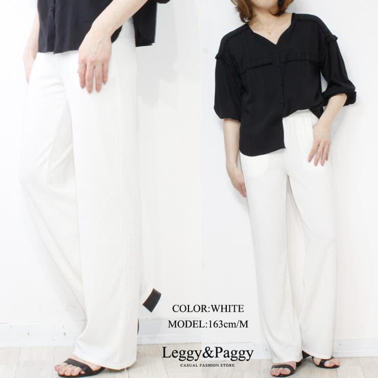 デザインワイドパンツ 変則リブパンツ | Leggy&Paggy | 詳細画像4 