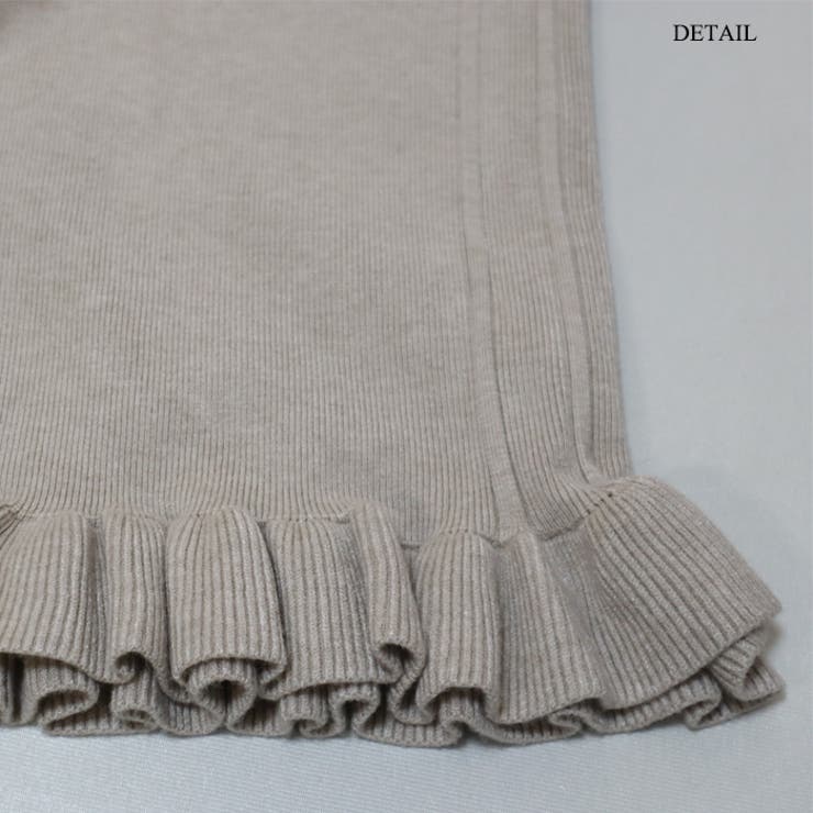 裾フリル ニットワイドパンツ リブニット ニットパンツ 秋冬 | Leggy&Paggy | 詳細画像12 