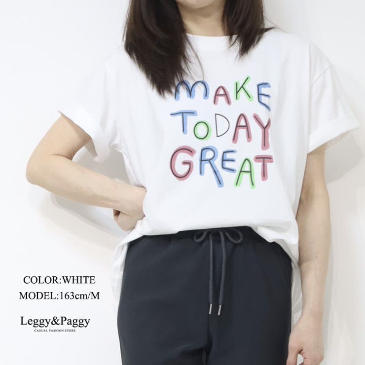 英字ロゴ ビッグTシャツ 半袖Tシャツ ロゴT Tシャツ半袖 | Leggy&Paggy | 詳細画像2 