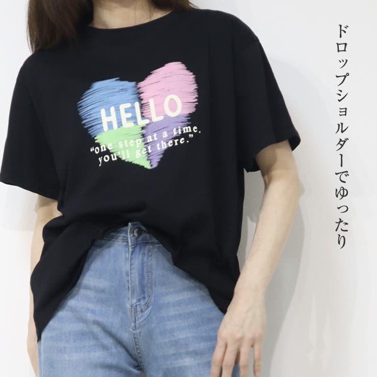 ハート&英字ロゴプリント ビッグTシャツ 半袖Tシャツ Tシャツ半袖 | Leggy&Paggy | 詳細画像7 