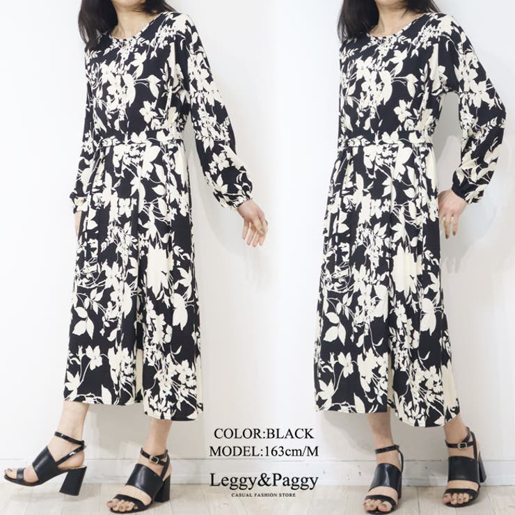ボタニカルプリント バルーンスリーブ ロングワンピース | Leggy&Paggy | 詳細画像11 