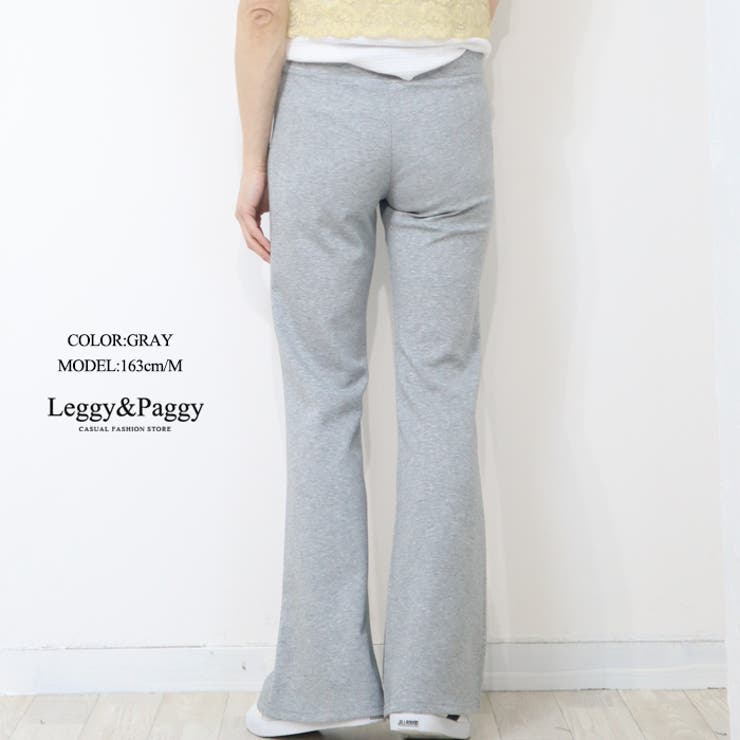 ポンチ風素材 フレアパンツ シューカットパンツ ベルボトム | Leggy&Paggy | 詳細画像2 