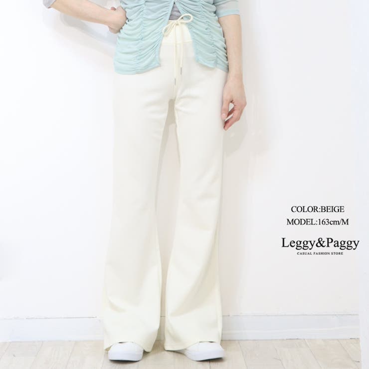 ポンチ風素材 フレアパンツ シューカットパンツ ベルボトム | Leggy&Paggy | 詳細画像6 