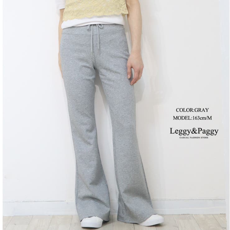 ポンチ風素材 フレアパンツ シューカットパンツ ベルボトム | Leggy&Paggy | 詳細画像7 